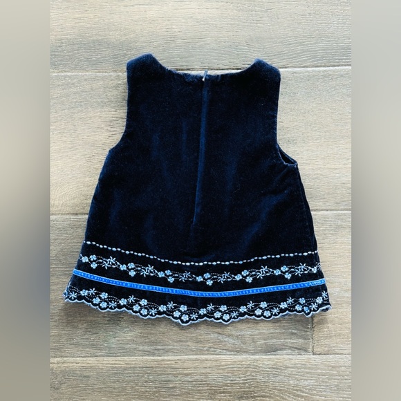 Talbots Baby Girl Blue Velvet Embroidered Dress - size 6 months - Picture 4 of 5